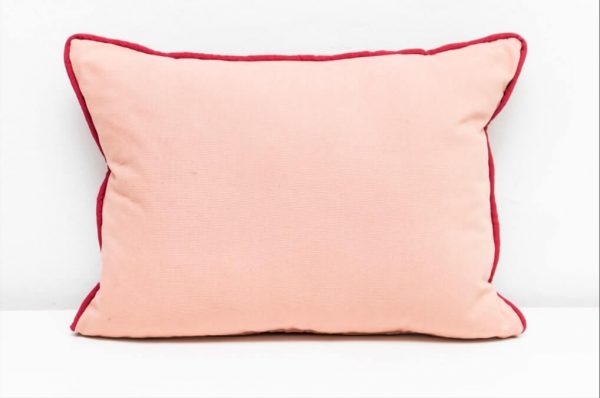 Retro Cuscino in cotone rosa con bordo rosso